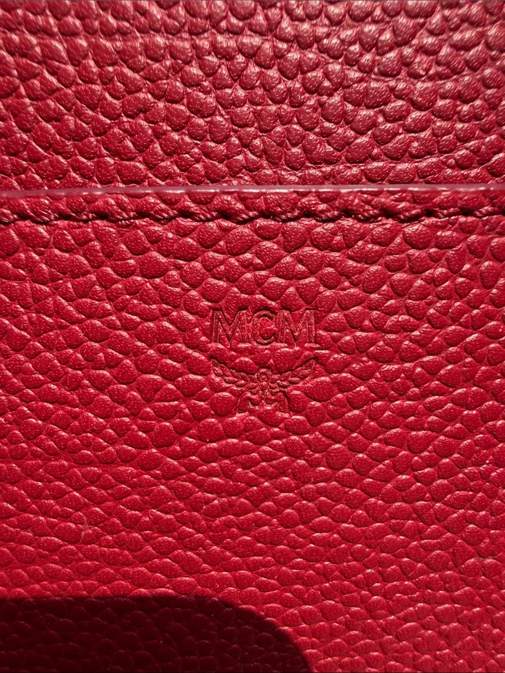 MCM Red Leather Satchel Bag